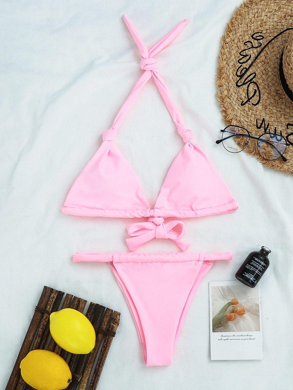 2 Piece Brazilian Micro Swimsuit Mini Thong Bikinis Set Beachwear Halter Top Swimwear Swimming Wear for Bathing Suit The Clothing Company Sydney