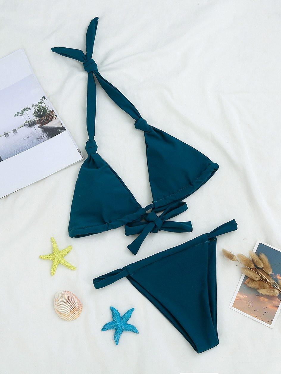 2 Piece Brazilian Micro Swimsuit Mini Thong Bikinis Set Beachwear Halter Top Swimwear Swimming Wear for Bathing Suit The Clothing Company Sydney