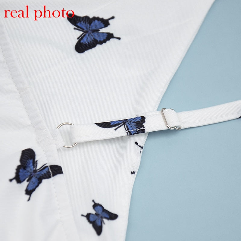 Butterfly Print V-Neck Backless Mini Club Party Skinny Short Dresses Bodycon Dress The Clothing Company Sydney