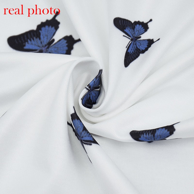 Butterfly Print V-Neck Backless Mini Club Party Skinny Short Dresses Bodycon Dress The Clothing Company Sydney