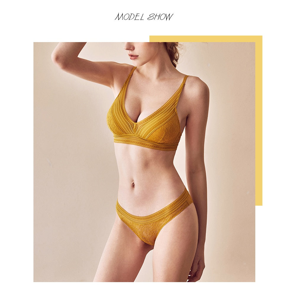 2 Piece French Wire Free Thin Padded Bra Set Big Chest Lace Push Up Underwear Candy Colour Bralette Set The Clothing Company Sydney