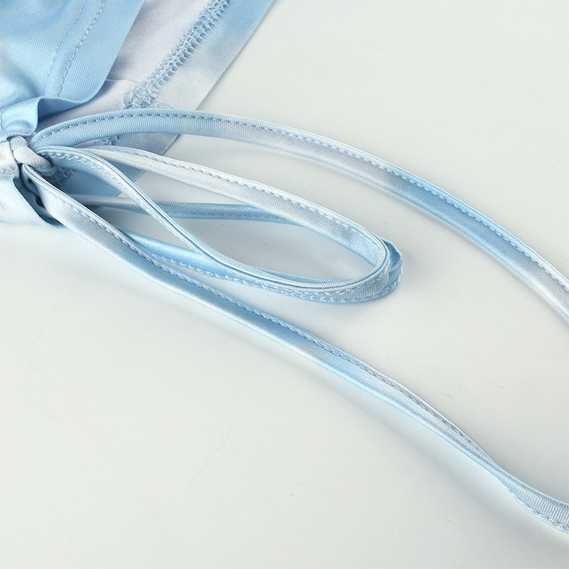 Spaghetti Strap Tie Dye Ruched Summer Drawstring Patchwork Bodycon Club Party Dress The Clothing Company Sydney