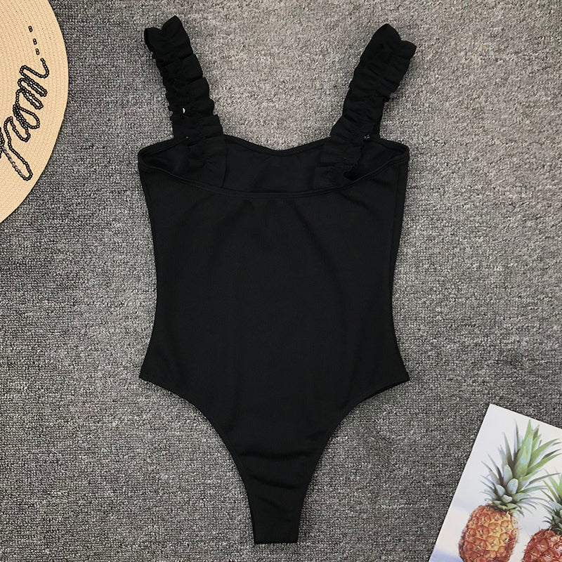 One Piece Swimsuit Wood Ear Ruffle Swimwear Push Up Monokini Bathing Suits Summer Beach Wear Swimming Suit The Clothing Company Sydney