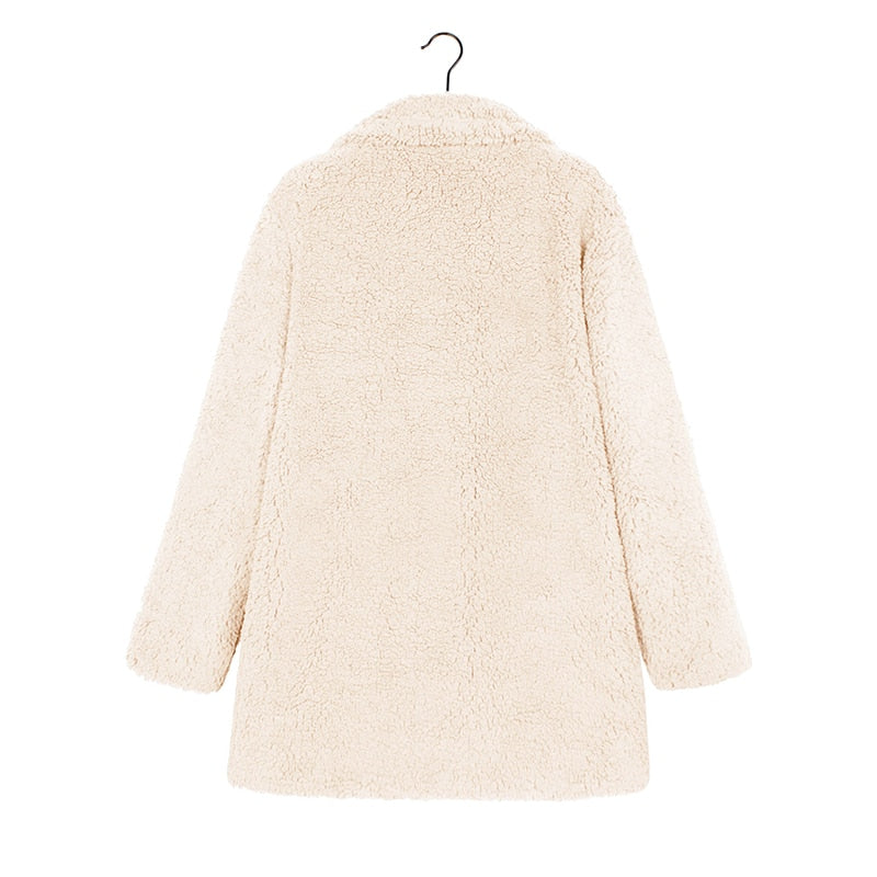 Winter Warm Teddy Faux Fur Coat Long Coat Loose Lapel OverCoat Plus Size Female Plush Coat Jacket The Clothing Company Sydney