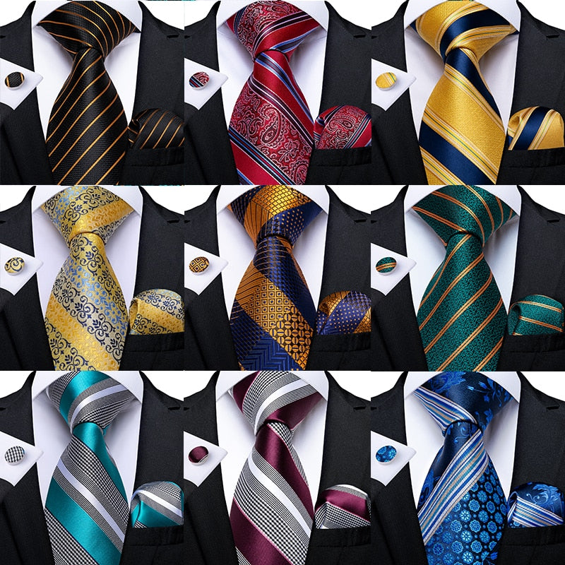3 Piece Designer Mens Wedding Tie Gold Black Striped Silk Neck Ties Hanky Cufflinks Set The Clothing Company Sydney