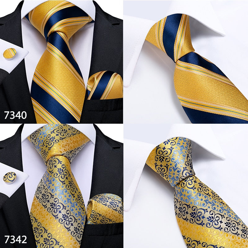 3 Piece Designer Mens Wedding Tie Gold Black Striped Silk Neck Ties Hanky Cufflinks Set The Clothing Company Sydney