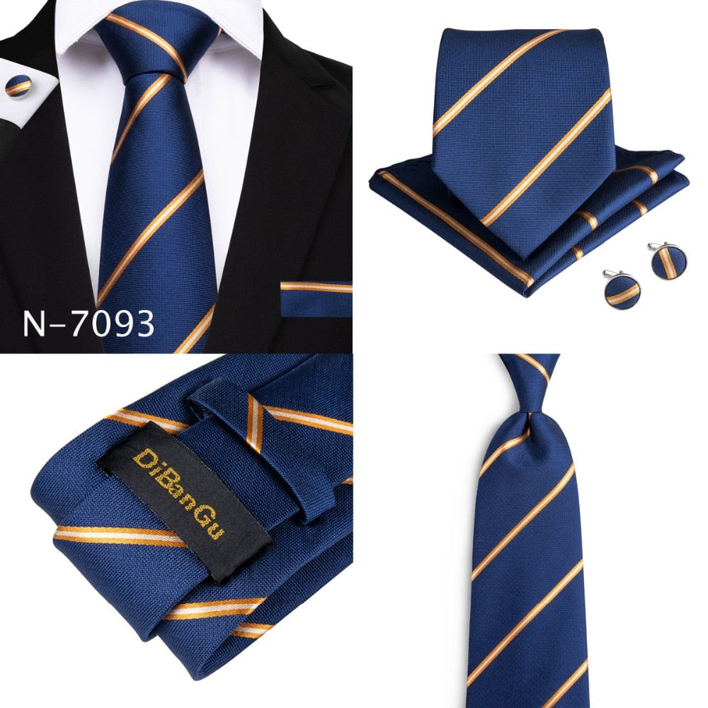 3 Piece Designer Mens Wedding Tie Gold Black Striped Silk Neck Ties Hanky Cufflinks Set The Clothing Company Sydney