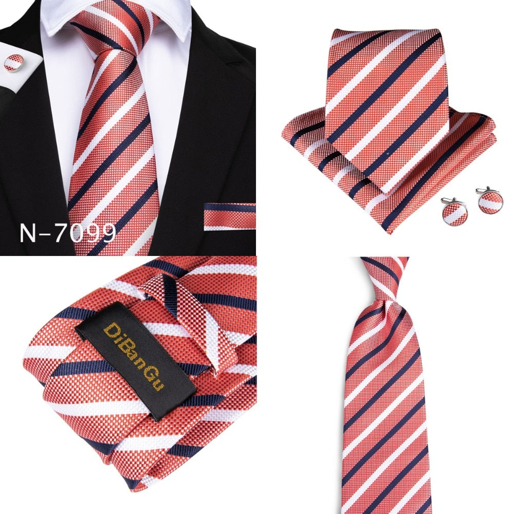 3 Piece Designer Mens Wedding Tie Gold Black Striped Silk Neck Ties Hanky Cufflinks Set The Clothing Company Sydney