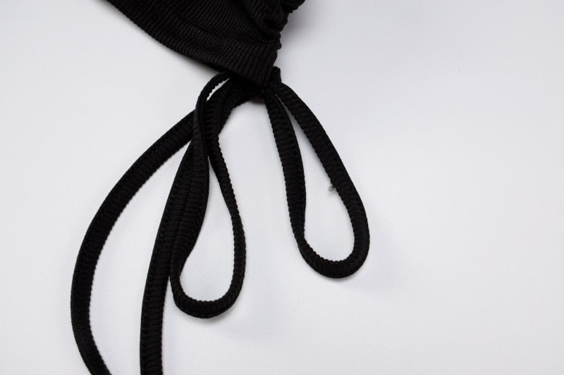 Backless Ruched Autumn Halter Bodycon Short Drawstring Club Partywear Dress The Clothing Company Sydney