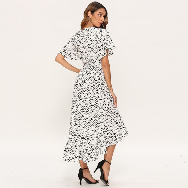 Summer Beach Maxi Floral Print Boho Long Ruffles Wrap Casual V-Neck Split Party Dress The Clothing Company Sydney