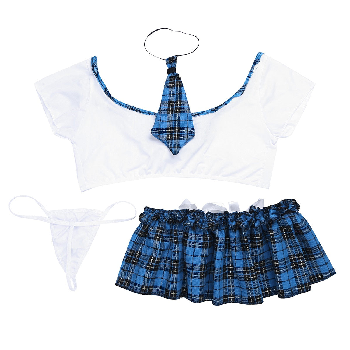 Cosplay Costume School Student Uniform Mini Crop Top+Plaid Skirts Outfit The Clothing Company Sydney