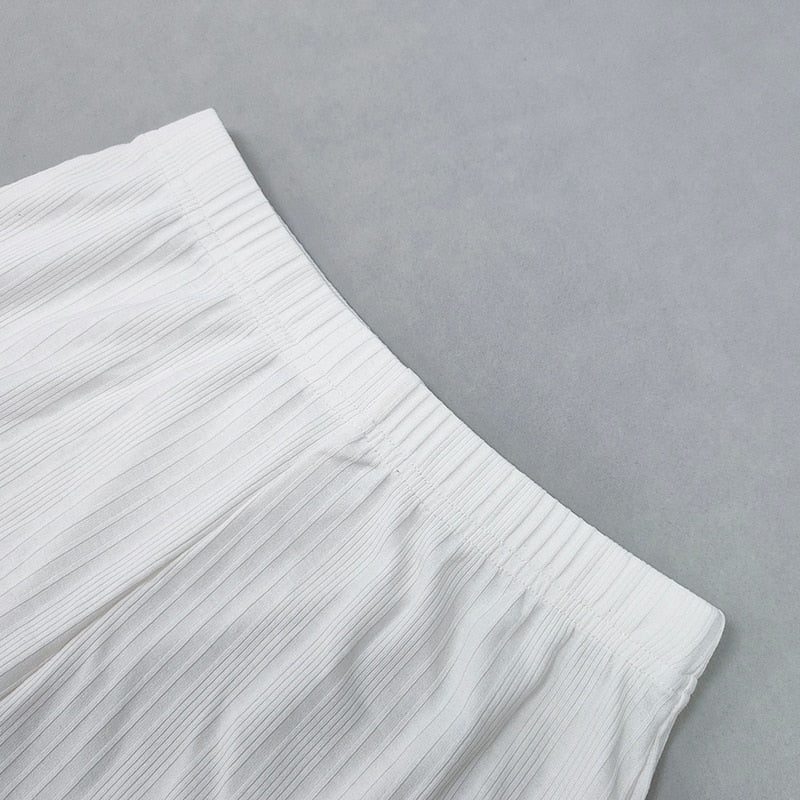 White Summer Ribbed V-neck backless Camisole Mini Shorts 2 Piece Set Pink Casual Outfit The Clothing Company Sydney