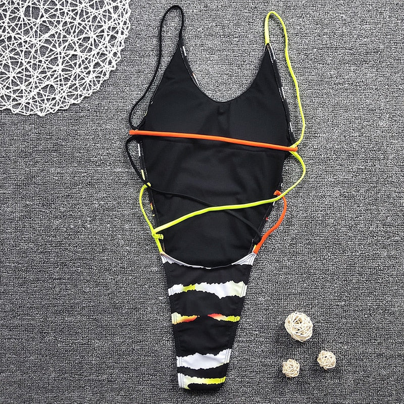 High Leg cut One Piece Swimsuit Thong Swimwear Trikini Backless Monokini Brazilian Bathing Suit The Clothing Company Sydney