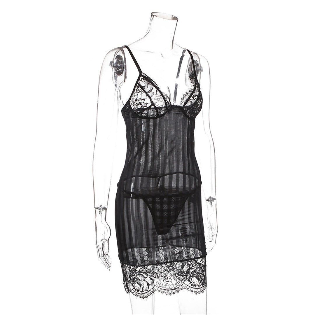 Sleeveless Sheath One-Step Hips Above Knee Fashion Lady Club Sexy See Through Lace Mini Dress The Clothing Company Sydney