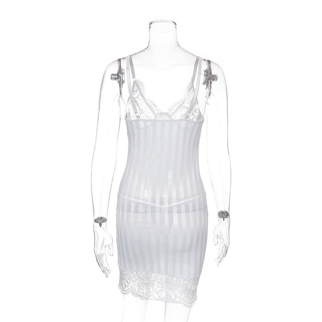Sleeveless Sheath One-Step Hips Above Knee Fashion Lady Club Sexy See Through Lace Mini Dress The Clothing Company Sydney