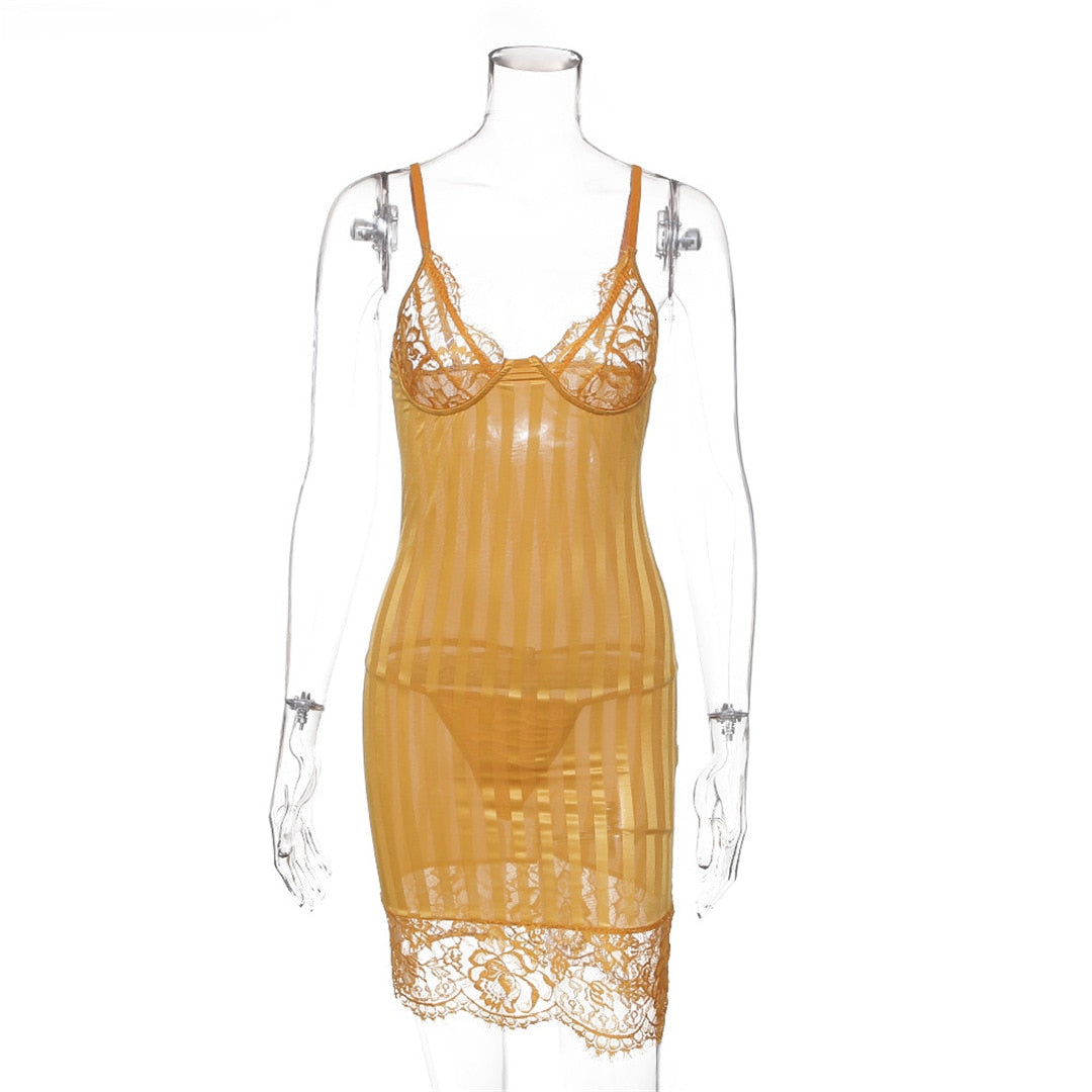 Sleeveless Sheath One-Step Hips Above Knee Fashion Lady Club Sexy See Through Lace Mini Dress The Clothing Company Sydney