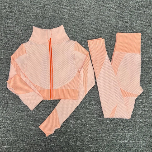 2/3 Piece Seamless Women Yoga Set Workout Sportswear Gym Clothing Fitness Long Sleeve Crop Top High Waist Leggings Sports Suits The Clothing Company Sydney