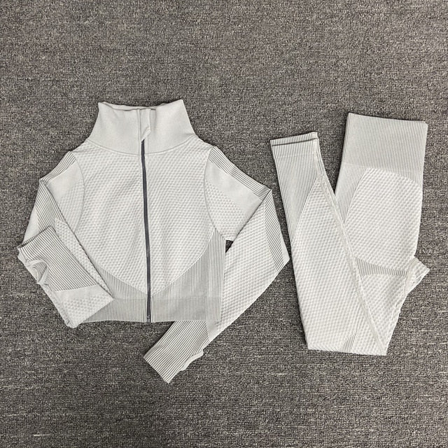 2/3 Piece Seamless Women Yoga Set Workout Sportswear Gym Clothing Fitness Long Sleeve Crop Top High Waist Leggings Sports Suits The Clothing Company Sydney