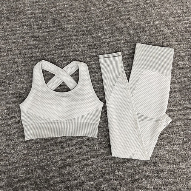 2/3 Piece Seamless Women Yoga Set Workout Sportswear Gym Clothing Fitness Long Sleeve Crop Top High Waist Leggings Sports Suits The Clothing Company Sydney