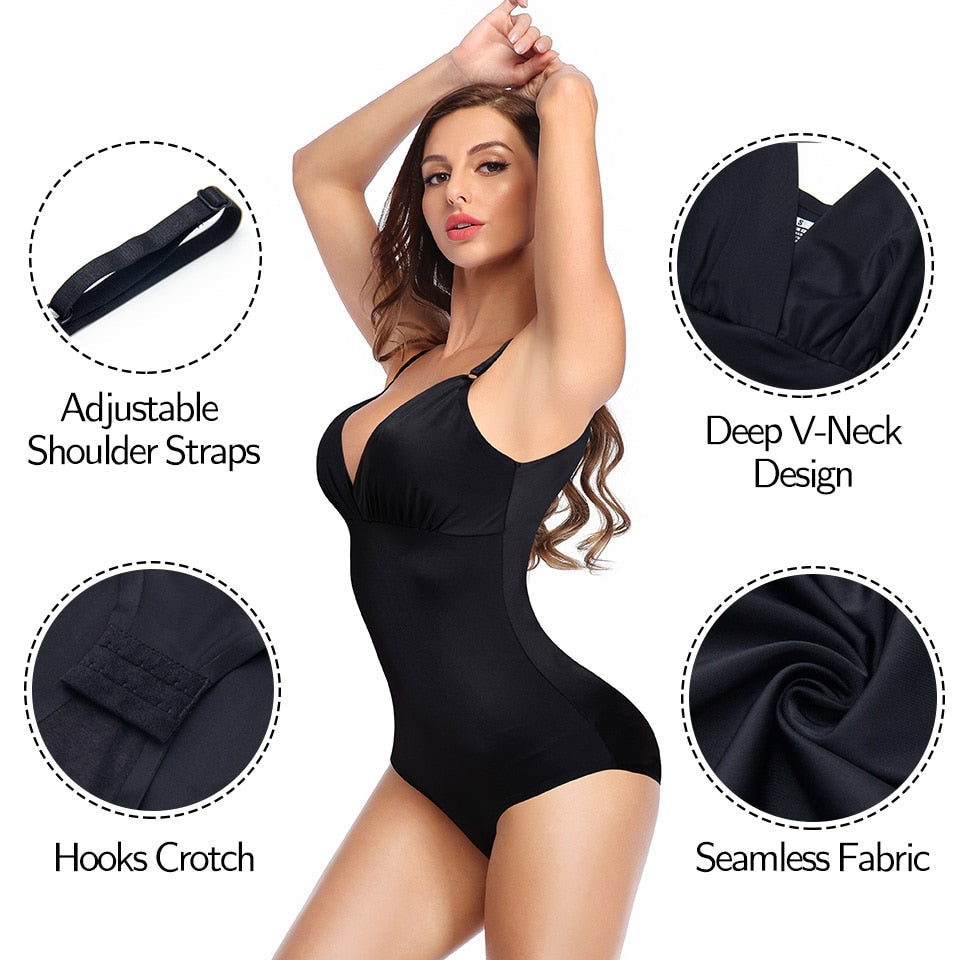 Shapewear Bodysuits Seamless Deep V Neck Bodysuit Smooth Slip Crop Tops Tummy Control Body Shaper Underwear The Clothing Company Sydney