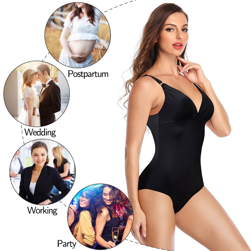 Shapewear Bodysuits Seamless Deep V Neck Bodysuit Smooth Slip Crop Tops Tummy Control Body Shaper Underwear The Clothing Company Sydney