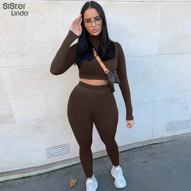 2 Piece Sporty Active Wear Matching Sets Fall Long Sleeve Tops Tees And Leggings Workout Outfits Sportwear The Clothing Company Sydney