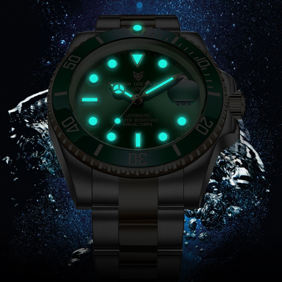 Mens Automatic Mechanical Tourbillon Clock Fashion Sport Diving Watch 100ATM Waterproof Luminous Watches The Clothing Company Sydney