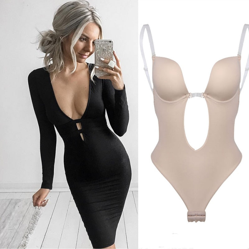 Full Bodyshaper Bra Deep V Convertible Thong Shapewear Backless Invisible Push Up Underwear Bodysuit The Clothing Company Sydney