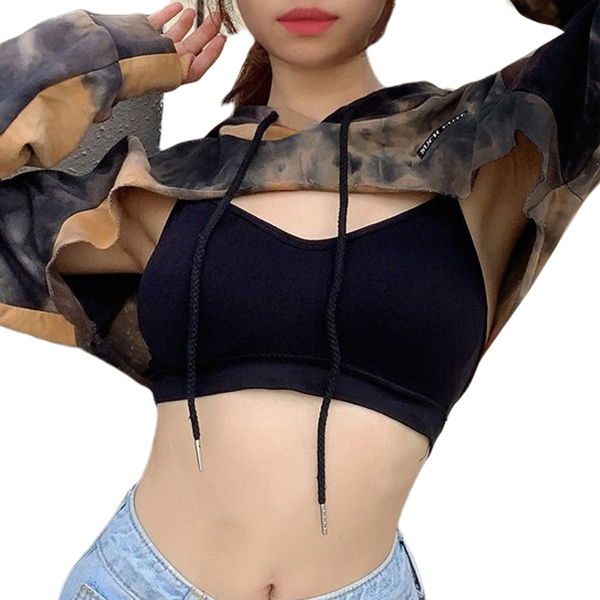 Autumn Short Sweatshirts Hoodies Tie-dye Crop Top Jumper Pullover Clubwear Casual Streetwear The Clothing Company Sydney