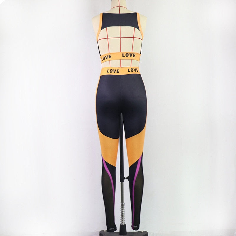 2 Piece Hollow Sport Outfit Backless Fitness Clothing Yoga Suit with Bra Pad Sportswear Gym Workout Activewear Set The Clothing Company Sydney