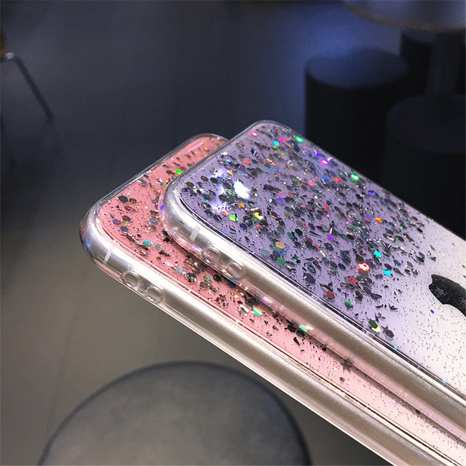 Clear Glitter Phone Case iPhone 13 12 Pro 11 Pro Max XS Max XR X 12Mini SE 2020 Cute Gradient Rainbow Sequins Cover The Clothing Company Sydney