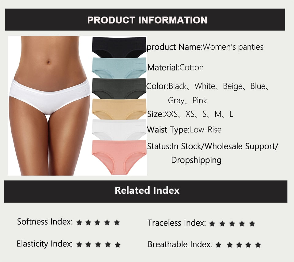 6 Pack Women's Cotton Mix Panties Low-Rise Comfortable Underwear Solid Color Breathable Briefs Seamless Intimates The Clothing Company Sydney