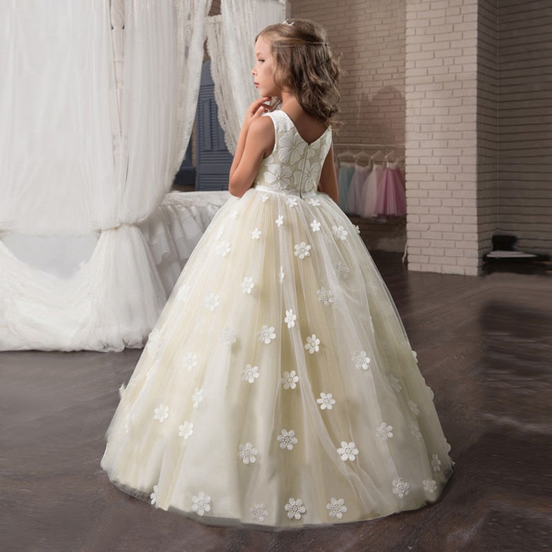 Fancy Flower Long Prom Gowns Teenagers Girls Children Party Kids Evening Formal Flower Girl Bridesmaid Wedding Dress The Clothing Company Sydney