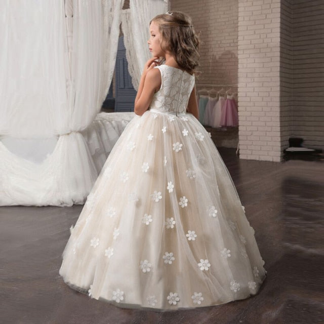 Fancy Flower Long Prom Gowns Teenagers Girls Children Party Kids Evening Formal Flower Girl Bridesmaid Wedding Dress The Clothing Company Sydney