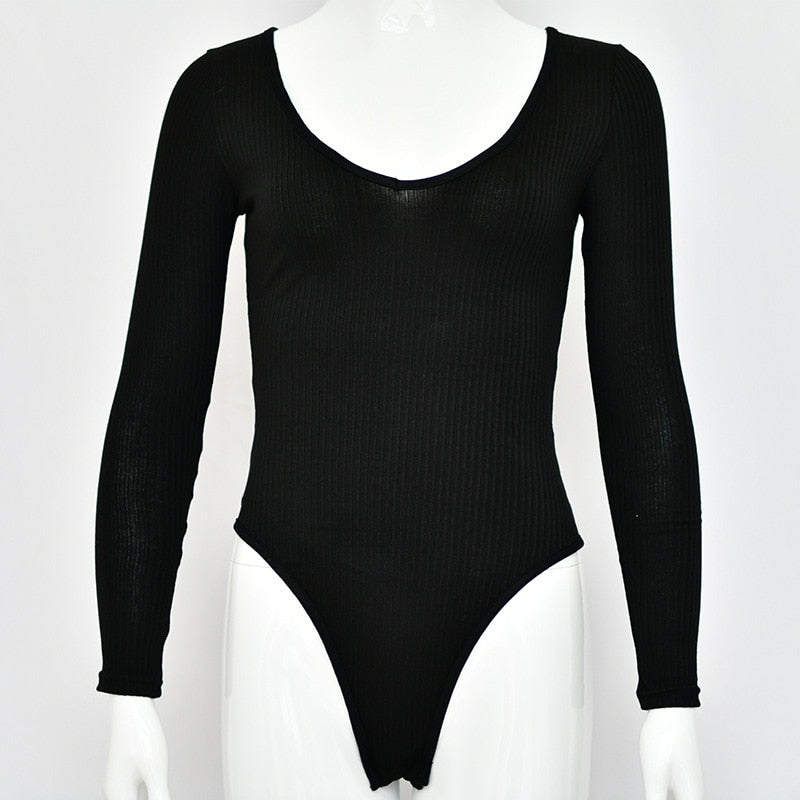 Long Sleeve Rib Knitted Solid Casual Lady Jumpsuit Bodysuit The Clothing Company Sydney