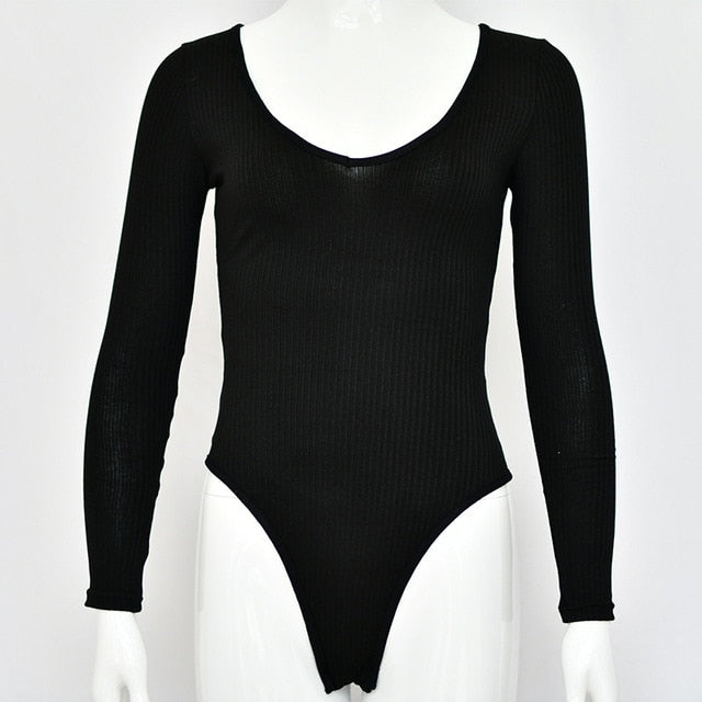 Long Sleeve Rib Knitted Solid Casual Lady Jumpsuit Bodysuit The Clothing Company Sydney