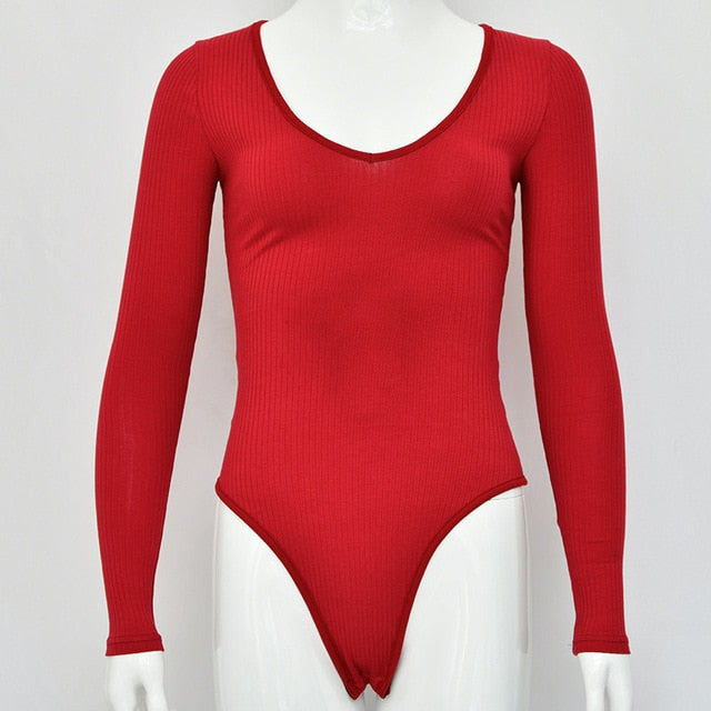 Long Sleeve Rib Knitted Solid Casual Lady Jumpsuit Bodysuit The Clothing Company Sydney