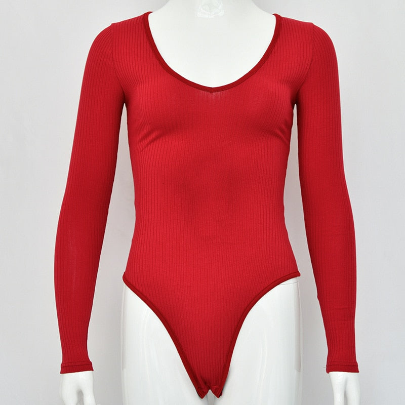 Long Sleeve Rib Knitted Solid Casual Lady Jumpsuit Bodysuit The Clothing Company Sydney