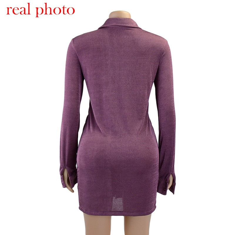 Turn-Down Collar Green Shirt Club Party Long Sleeve Button Mini Dress Spring Streetwear The Clothing Company Sydney