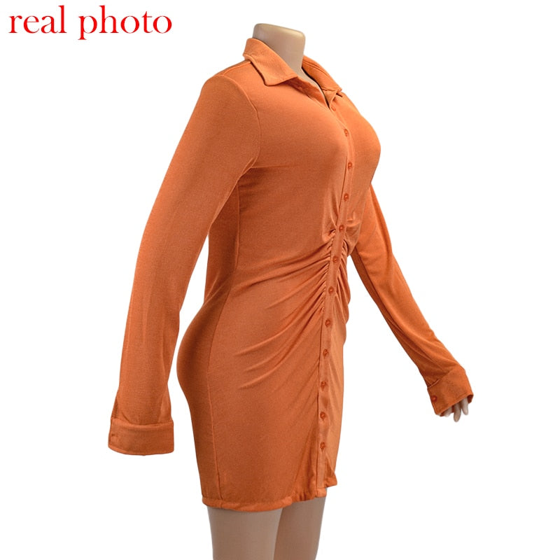 Turn-Down Collar Green Shirt Club Party Long Sleeve Button Mini Dress Spring Streetwear The Clothing Company Sydney