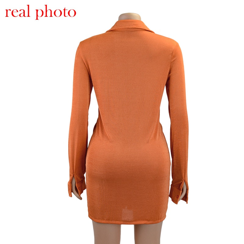 Turn-Down Collar Green Shirt Club Party Long Sleeve Button Mini Dress Spring Streetwear The Clothing Company Sydney