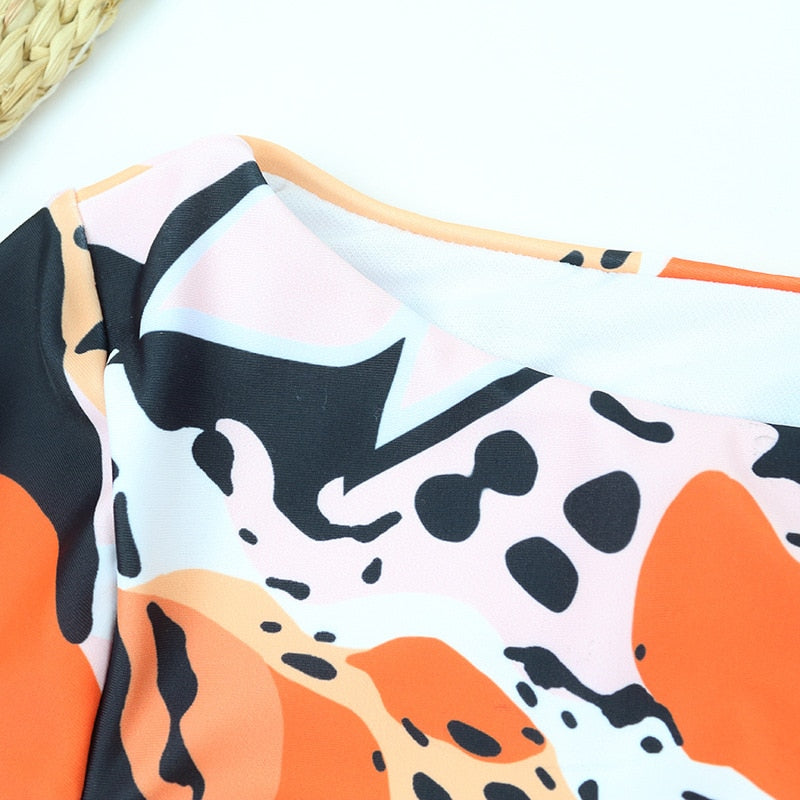 2 Piece Swimwear Leopard Swimsuit Bathing Suit Retro Swimsuit Vintage Beach wear Surfing Long Sleeve Bikini Set The Clothing Company Sydney