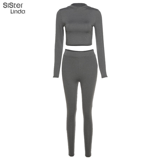 2 Piece Sporty Active Wear Matching Sets Fall Long Sleeve Tops Tees And Leggings Workout Outfits Sportwear The Clothing Company Sydney
