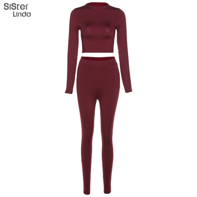 2 Piece Sporty Active Wear Matching Sets Fall Long Sleeve Tops Tees And Leggings Workout Outfits Sportwear The Clothing Company Sydney