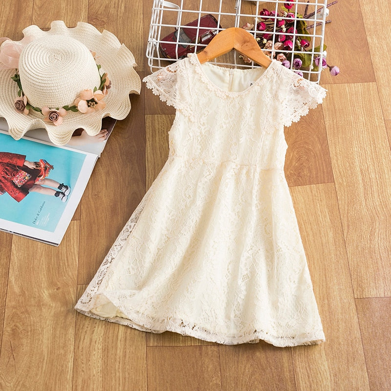 Summer Girls Flower Lace Dress Embroidery Kids Princess Party Ball Gown Children Clothing Toddler Girls Wear Dress The Clothing Company Sydney