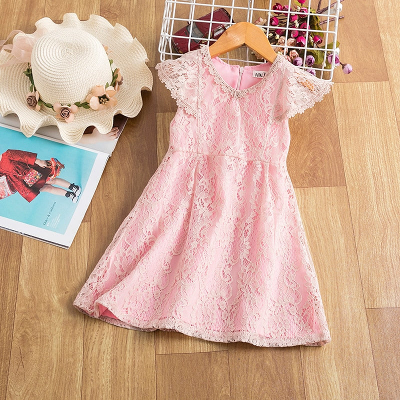 Summer Girls Flower Lace Dress Embroidery Kids Princess Party Ball Gown Children Clothing Toddler Girls Wear Dress The Clothing Company Sydney