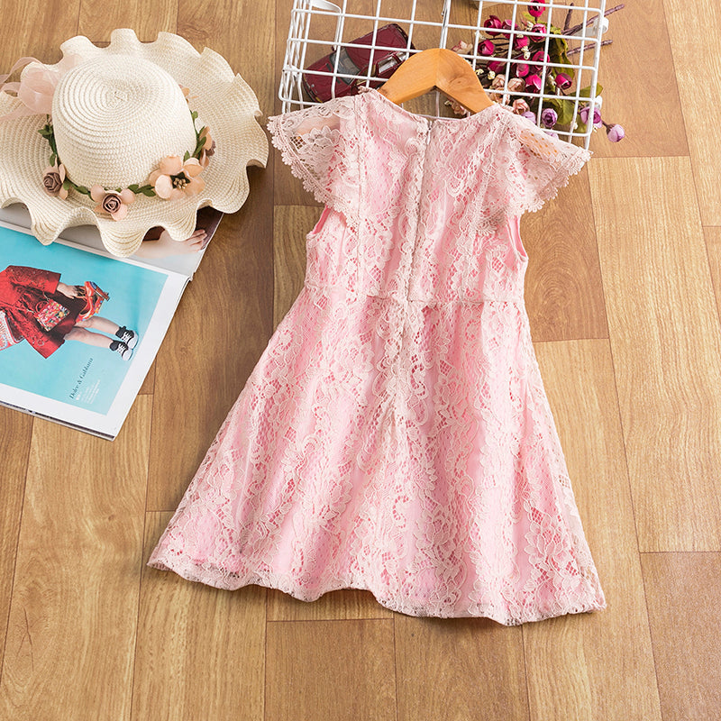 Summer Girls Flower Lace Dress Embroidery Kids Princess Party Ball Gown Children Clothing Toddler Girls Wear Dress The Clothing Company Sydney