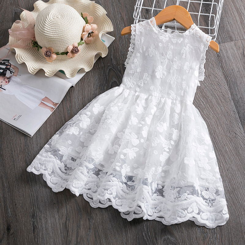 Summer Girls Flower Lace Dress Embroidery Kids Princess Party Ball Gown Children Clothing Toddler Girls Wear Dress The Clothing Company Sydney