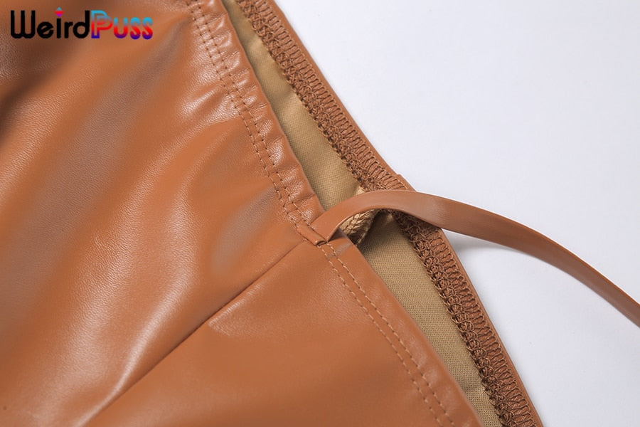 Faux Leather Skinny Sling High Waist Pencil Pants Asymmetry Solid Chic Tight Trouser Fall String Pants The Clothing Company Sydney