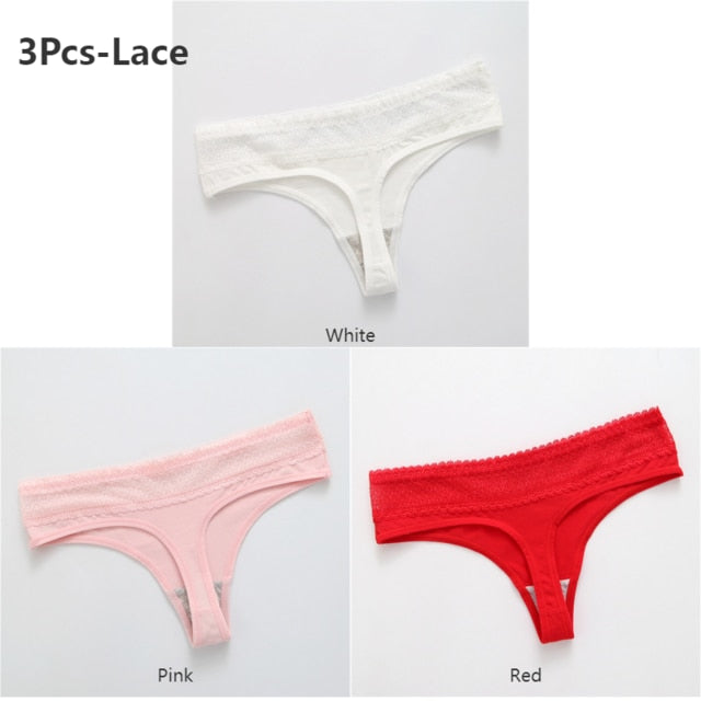 3 Pack Lace Thong G-String Cotton Underwear Lingerie Seamless Panty Intimates Briefs Panties The Clothing Company Sydney